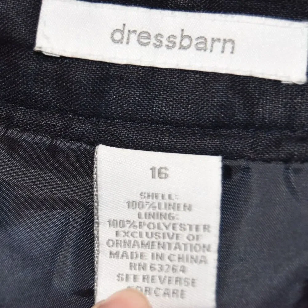 Y2K Dressbarn Boho Linen Midi Skirt Lined Zig-Zag Stripes A-Line Blue Size 16